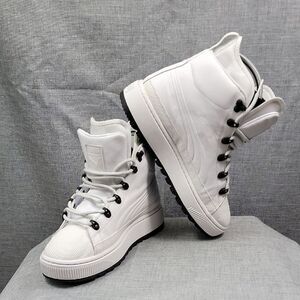 Puma The Ren Men"s Boot White Leather Sneaker Boot High Top Size 9
